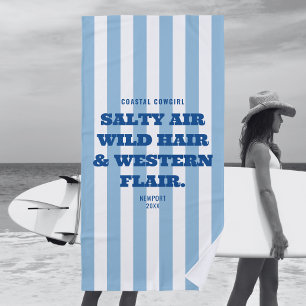 Coastal Cowgirl Western Flair Blue Cabana Stripe Strandlaken