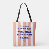 Coastal Cowgirl Westerne Flair Roze Cabana Stripe Tote Bag (Achterkant)