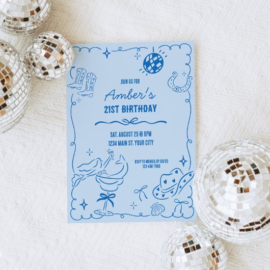 Coastal Cowgirl Whimsical Verjaardag Kaart