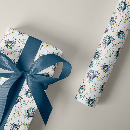 Coastal Crab Christmas Lights Cadeaupapier