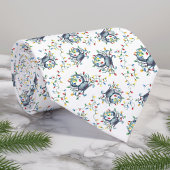 Coastal Crab Christmas Lights Monogram Stropdas