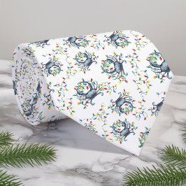 Coastal Crab Christmas Lights Monogram Stropdas