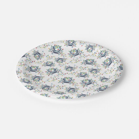 Coastal Crab Christmas Lights Papieren Bordje (Gekanteld)