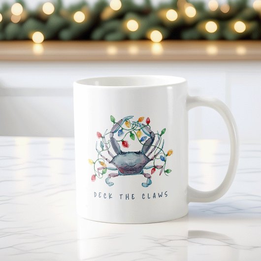 Coastal Crab “Deck the Claws” Holiday Koffiemok