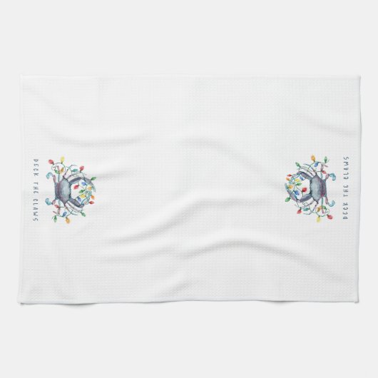 Coastal Crab “Deck the Claws” Holiday Theedoek (Horizontaal)