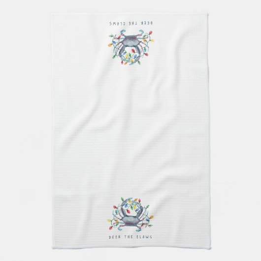 Coastal Crab “Deck the Claws” Holiday Theedoek (Verticaal)