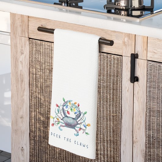 Coastal Crab “Deck the Claws” Holiday Theedoek