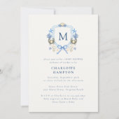 Coastal Crab Monogram Cres Baby shower Uitnodiging (Voorkant)