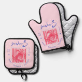 Coastal Crab Pink Ovenwant & Pannenlap Set (Voorkant / Achterkant)