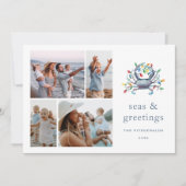 Coastal Crab “Seas & Greetings” Photo Feestdagenkaart (Voorkant)