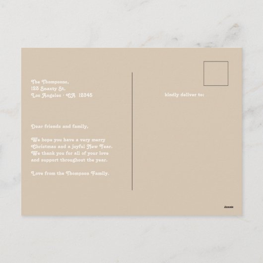 Coastal Cream New Year Retro Modern Blue Photo Feestdagenkaart (Achterkant)