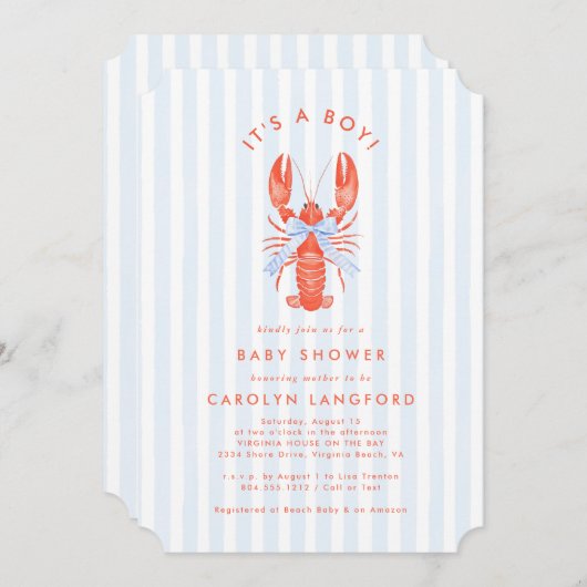 Coastal Cutie Baby shower Uitnodiging (Voorkant / Achterkant)