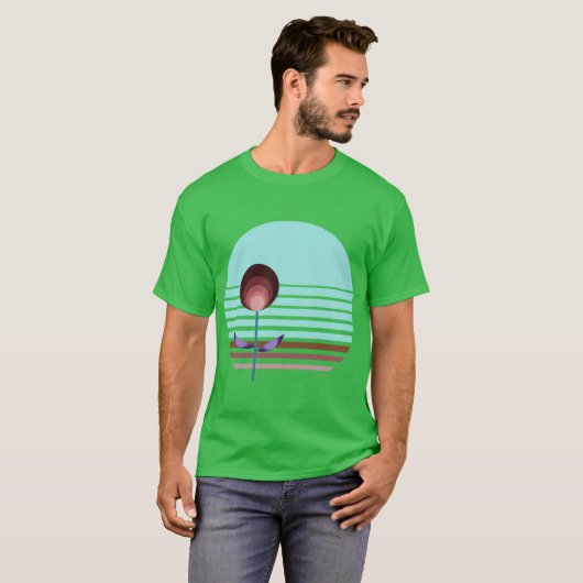 Coastal Decor Inspired Retro Bauhaus Botanicals 3  T-shirt (Voorkant volledig)