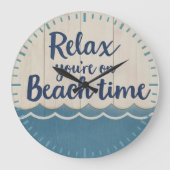 Coastal Decor “Relax, You Are on Beach Time”  Grote Klok (Voorkant)