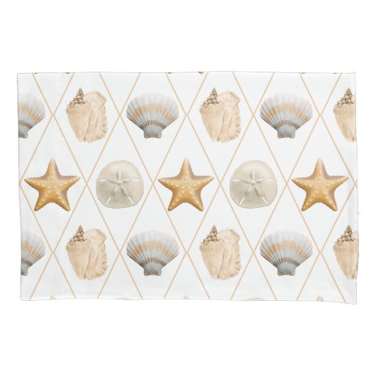 Coastal Decor Seashell Patroon Kussensloop (Voorkant)