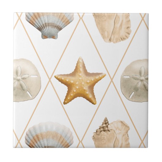Coastal Decor Seashell Patroon Tegeltje (Voorkant)