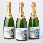 Coastal Destination Wedding Sparkling Wijnetiket (Flessen)