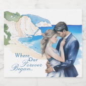Coastal Destination Wedding Sparkling Wijnetiket (Enkel label)