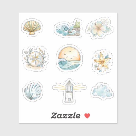 Coastal Dreams - Waterverf Zomer Sticker Set (Vel)