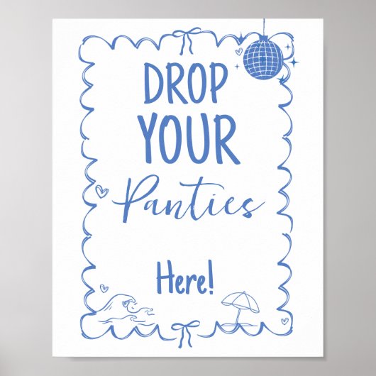 Coastal Drop Your Panties Bachelorette spel teken Poster (Voorkant)