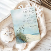 Coastal Dune Sea Grass Beach Wedding Invitation Kaart
