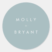 Coastal Dusty Aqua Wedding Favor Ronde Sticker (Voorkant)