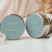 Coastal Dusty Aqua Wedding Favor Ronde Sticker
