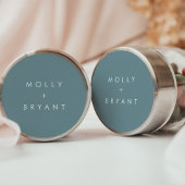 Coastal Dusty Blue Wedding Favor Ronde Sticker