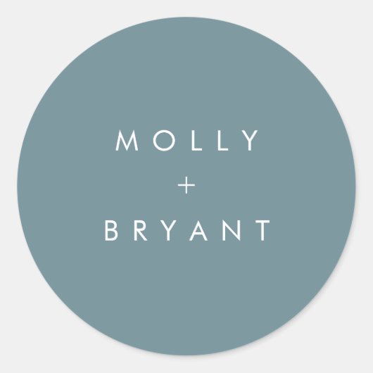 Coastal Dusty Blue Wedding Favor Ronde Sticker (Voorkant)