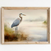 Coastal Elegance: Seashore Crane Waterverf Print