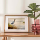 Coastal Elegance: Seashore Crane Waterverf Print