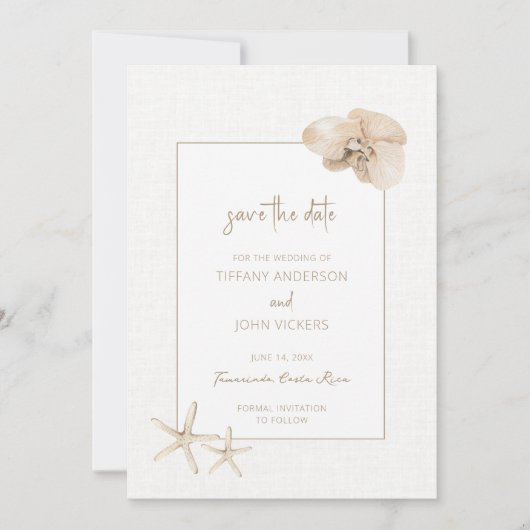 Coastal Elegance Seaside Wedding Save the Date (Voorkant)