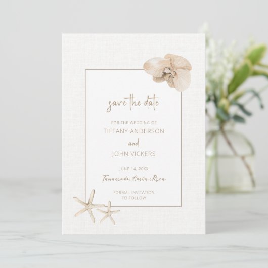Coastal Elegance Seaside Wedding Save the Date (Staand voorkant)