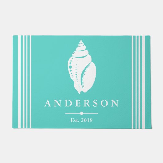 Coastal Elegant White Seashell | Gepersonaliseerd Deurmat (Voorkant)