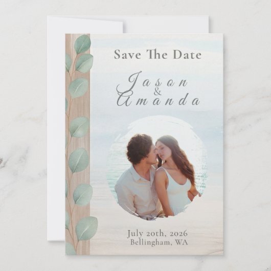 Coastal Eucalyptus Save The Date Kaart (Voorkant)