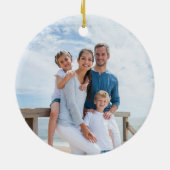 Coastal First Christmas New Home Aqua Blue Foto Keramisch Ornament (Achterkant)