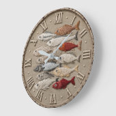 Coastal Fish Nautical Beach House Rustic Fishing Grote Klok (Hoek)