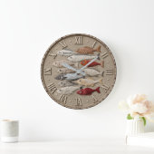 Coastal Fish Nautical Beach House Rustic Fishing Grote Klok (Huis)