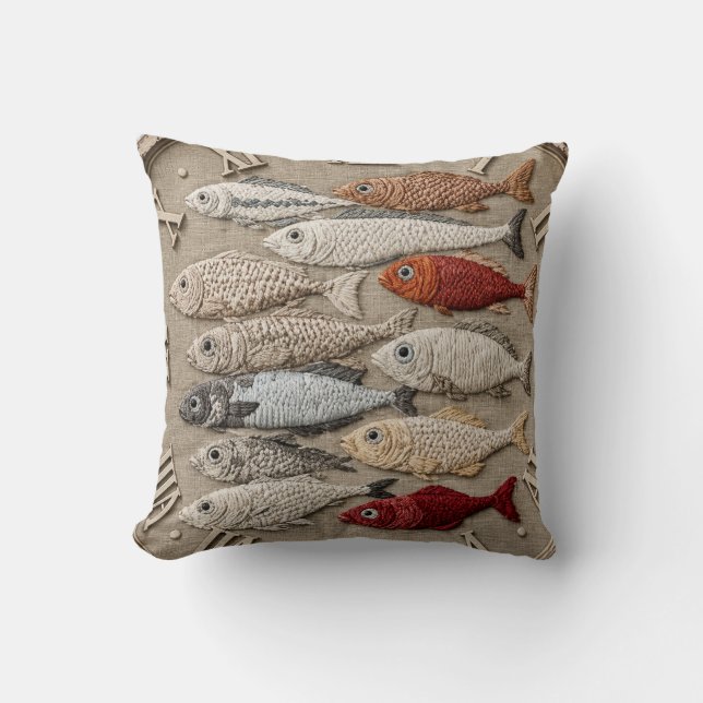 Coastal Fish  Nautical Beach House Rustic Fishing  Kussen (Voorkant)