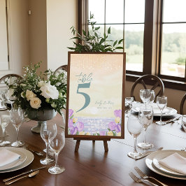 Coastal Floral Wedding Reception Table Number Bedankkaart