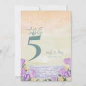 Coastal Floral Wedding Reception Table Number Bedankkaart (Voorkant)