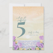 Coastal Floral Wedding Reception Table Number Bedankkaart (Achterkant)