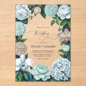 Coastal Fog/Seafoam Tint & Driftwood Beige Wedding Acryl Uitnodigingen (Voorkant)
