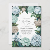Coastal Fog/Seafoam Tint & Driftwood Beige Wedding Kaart (Voorkant)