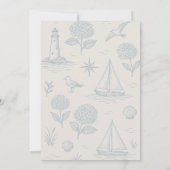 Coastal French Toile Blue Floral Baby Shower Kaart (Achterkant)