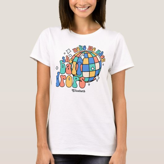 Coastal Glow Retro Happy New Year Party T-shirt (Voorkant)