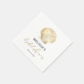 Coastal Gold Seashell Black Vrijgezellenfeest Napk Servet (Hoek)