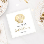 Coastal Gold Seashell Black Vrijgezellenfeest Napk Servet