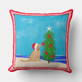 Coastal Golden Dog Beach Christmas 2025 Pillow Kussen