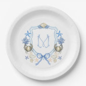 Coastal Grandmillenial krab kalligrafie monogram Papieren Bordje (Voorkant)